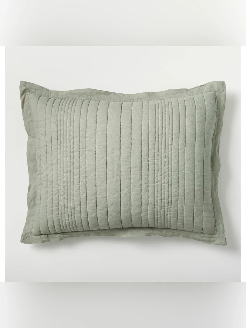 2 West Elm European Flax Linen Linework Standard Shams